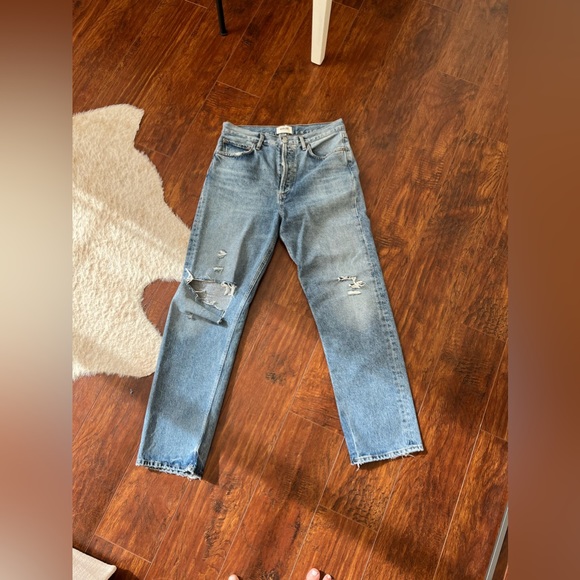 Agolde Blue Straight Leg Jeans - Picture 1 of 4